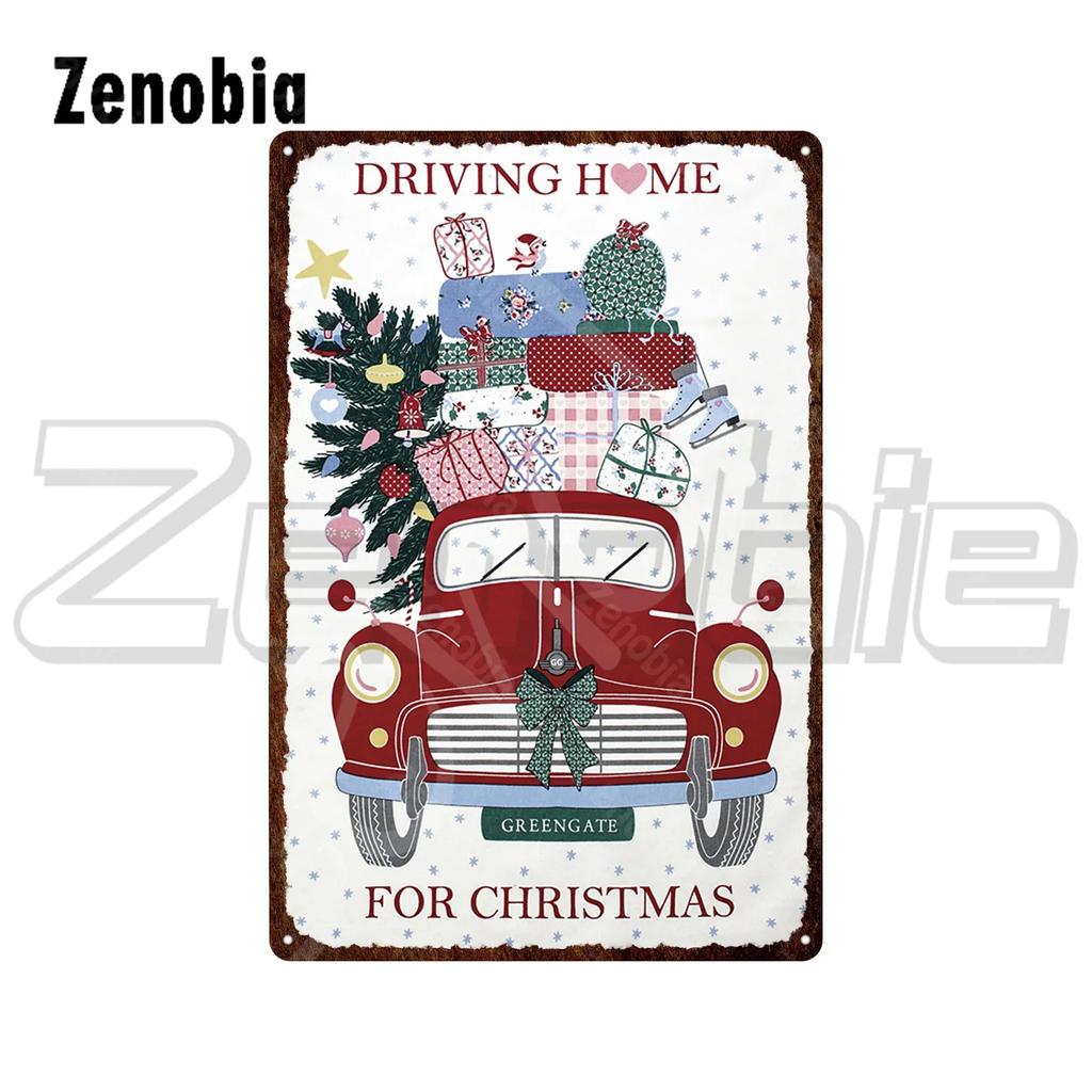Christmas Metal Sign Santa Claus and Snowman Vintage Tin Sign Metal Plate Holiday Merry Christmas New Year Home Wall Decoration