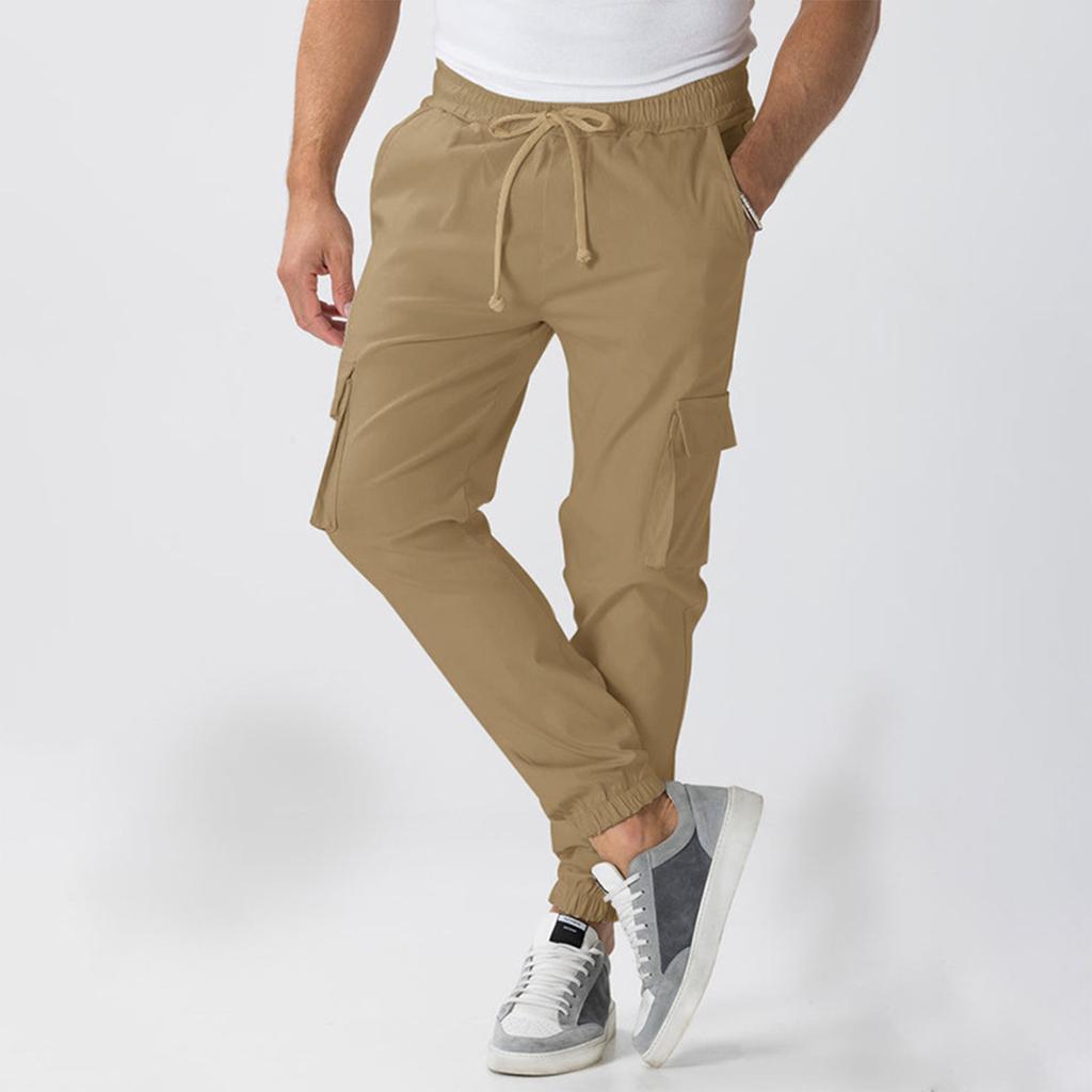 Men'S Multi Pocket Loose Pants With Drawstring Waist Fashionable Pants
