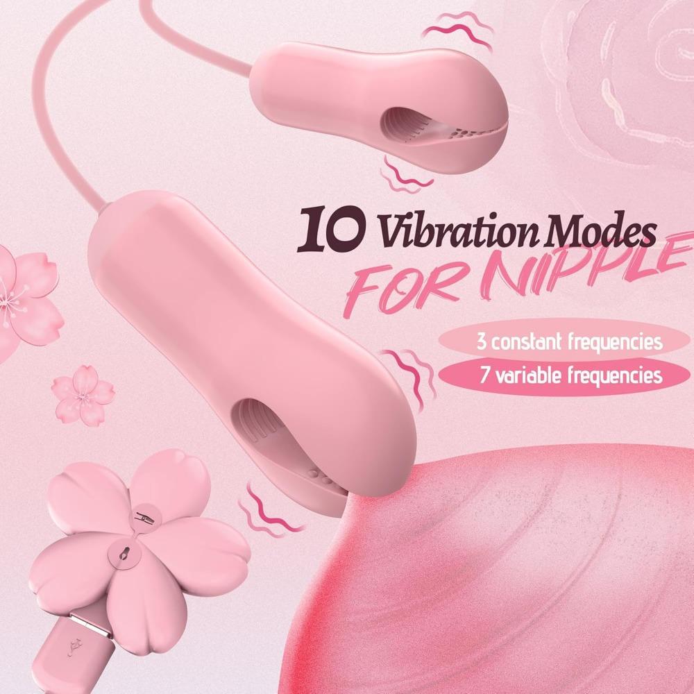 Vibrating Nipple Clamps for Women - Sex Toy with 10 Modes, Remote Control Clit Clamp & Pleasure Vibrator for Couples Adult Female