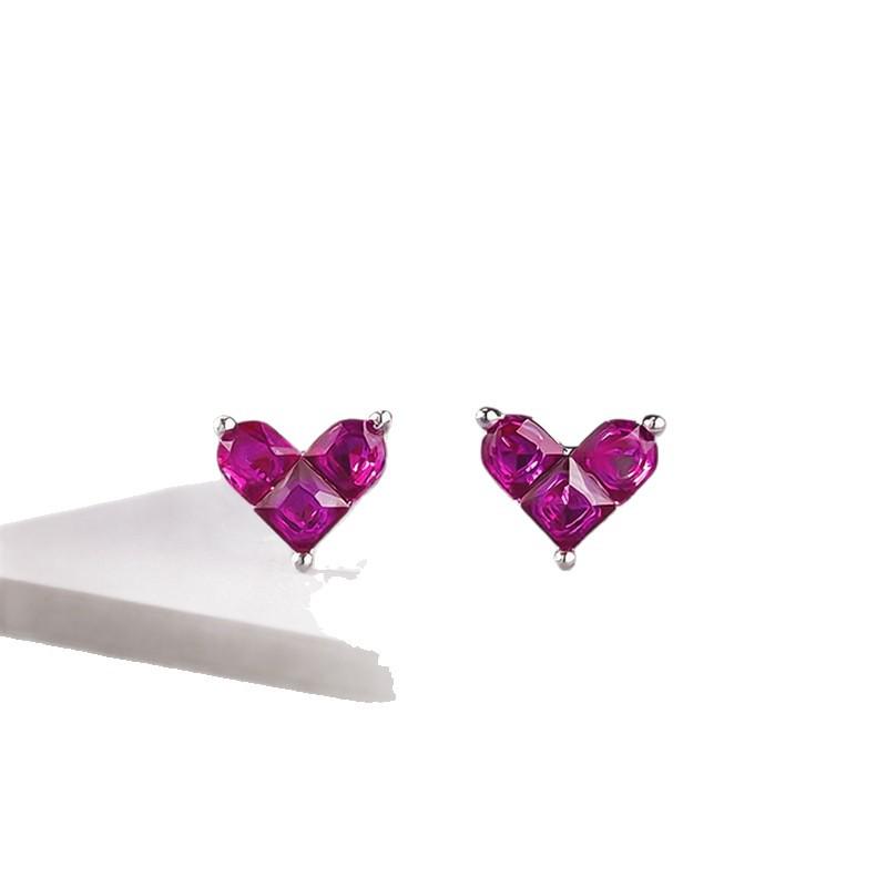 Hui Zhi Yi S925 Silver Mini Peach Heart Stud Earrings - Daily Light Luxury Fashion Versatile Hot Sale
