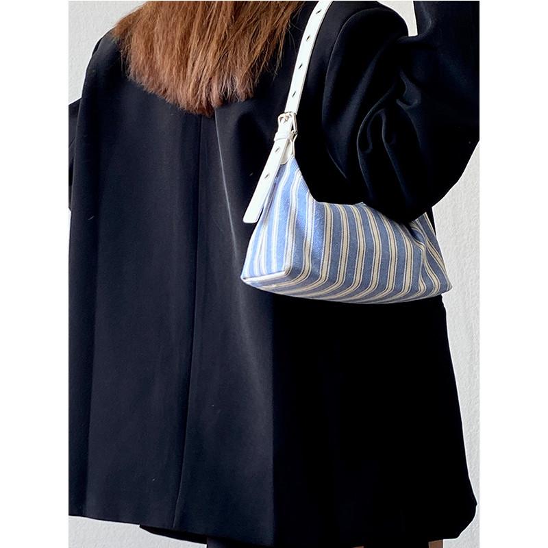 IELGY Ladies Underarm Bag Autumn Winter Striped Shoulder Commuter Handbag