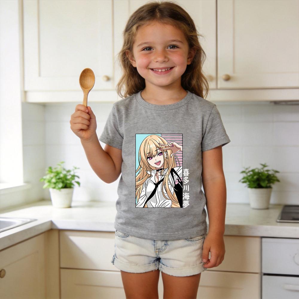 Cotton Kids T Shirt My Dress Up Darling Marin Kitagawa Anime Print Short Sleeve Tee for Boys Girls Summer Clothes