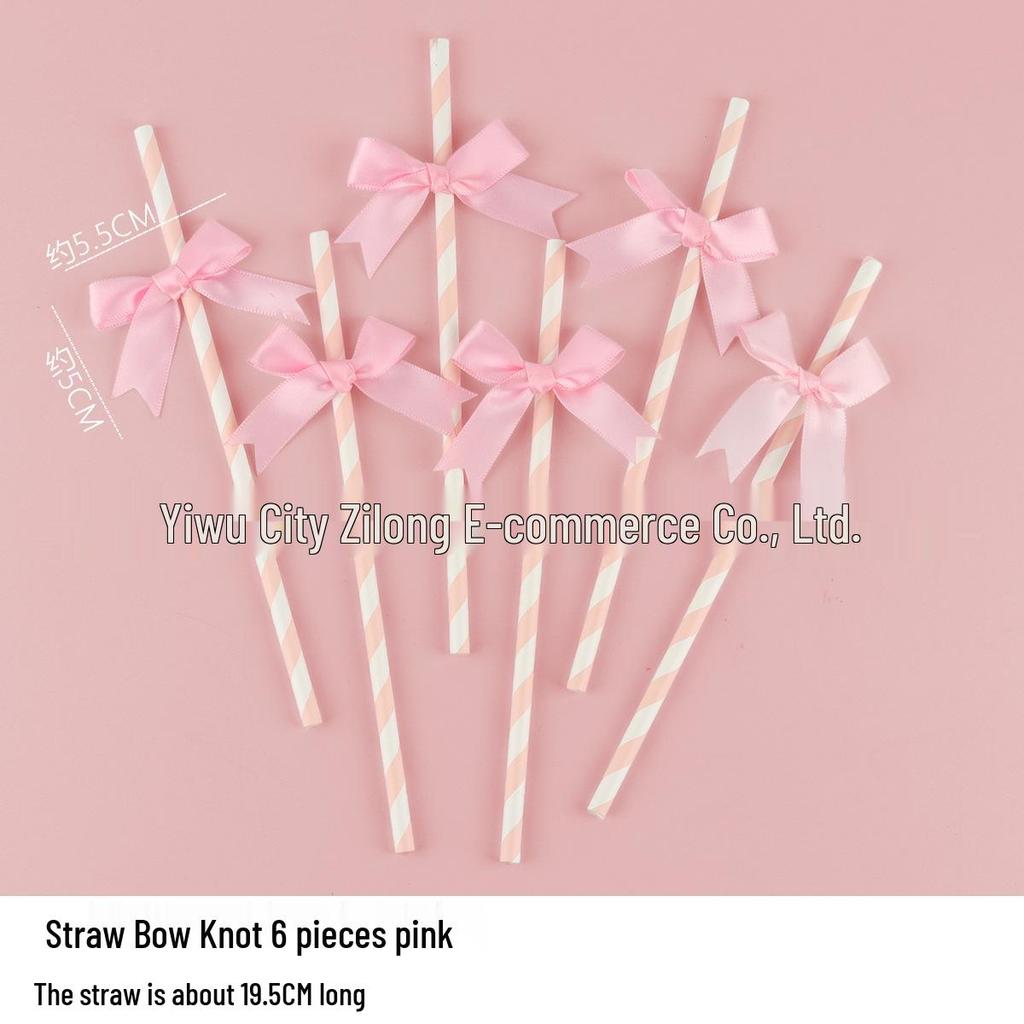 Disposable Paper Straw Bow for Children's Birthday Cupcake Decoration