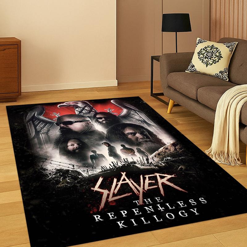 

3D Ковер с логотипом хэви-метал группы Slayer для спальни, гостиной, дивана, прихожей, домашнего декора, коврик для детской игровой зоны, нескользящий 40x60cm