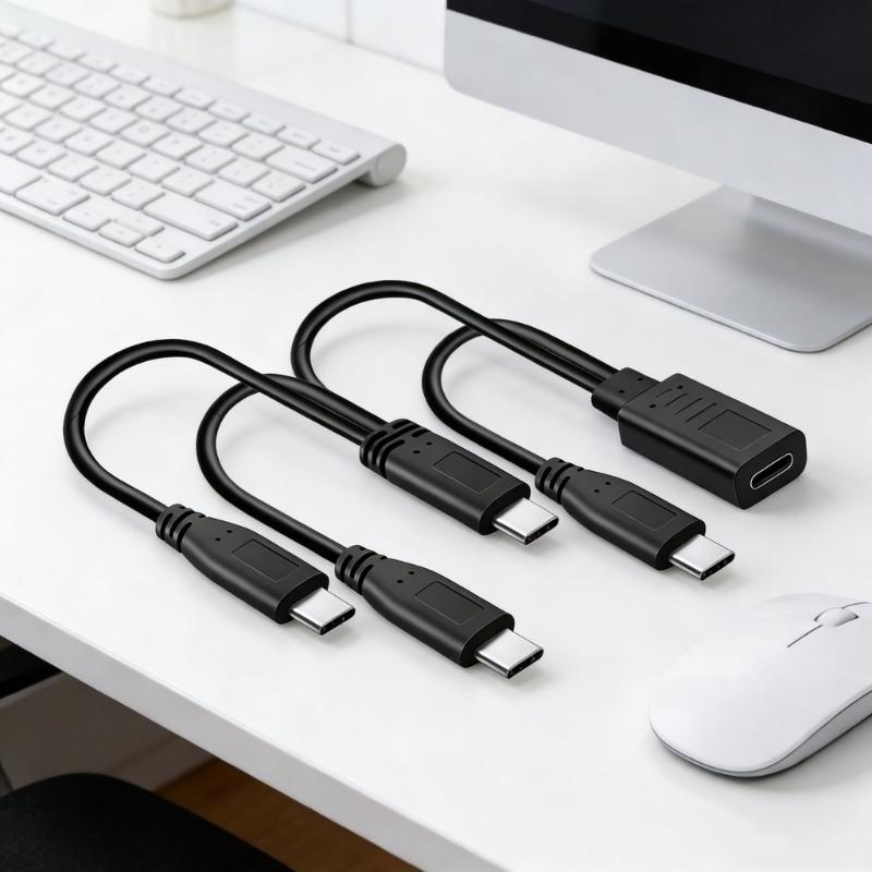 Type C to Double Type C Chargers Cable 5V 3A Power Delivery 15W Fast Charging Cable  for Phones Tablets 30cm Length