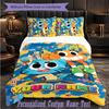 Set de Lenjerie de Pat Personalizat 3 Bucăți Lumea Uimitoare a lui Gumball Husa de Plapumă cu Text Personalizat Set de Fețe de Pernă Cadou pentru Dormitor