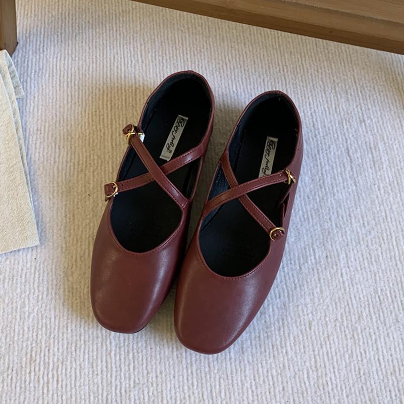 

Модные IPPEUM Красные балетки с круглым носком Мэри Джейн Плоские с пряжкой из ПУ кожи Туфли-балетки 250 красный