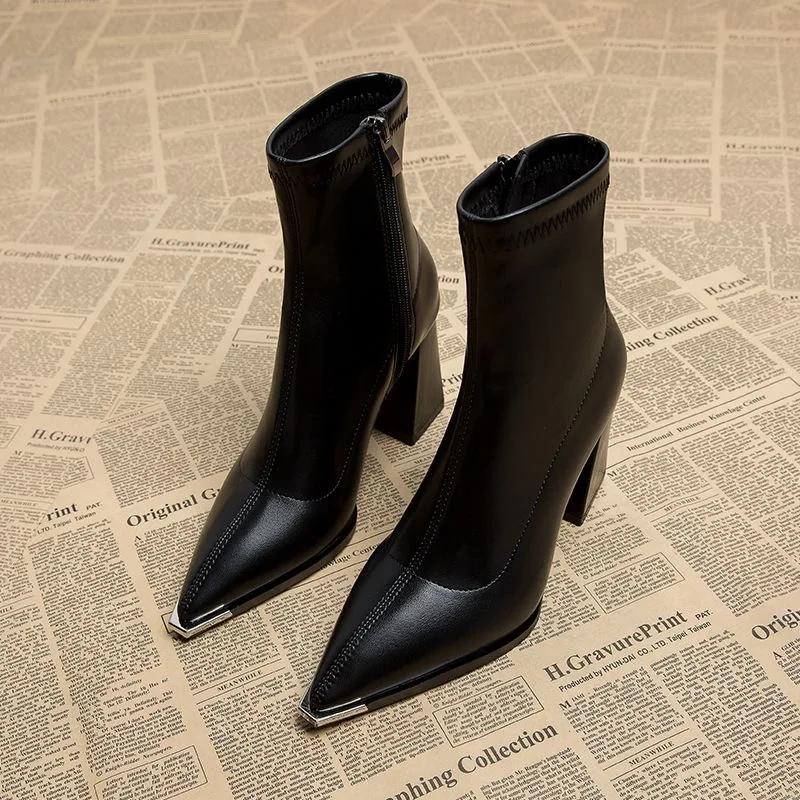 

Short boots women s autumn and winter new style temperament versatile western high heeled Everyday Use 40