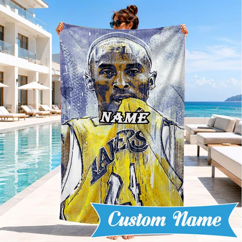Asciugamano da Spiaggia Personalizzato con i Numeri della Legacy di Kobe Bryant, Asciugamano da Spiaggia in Microfibra, Leggero e Asciugatura Rapida, per Viaggi Estivi, Regalo per Piscina