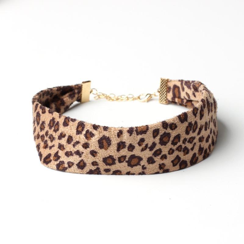 Suede Leopard Print Necklace Necklace Ruffled Choker Wild Pendant Accessories Women's Versatile Collar
