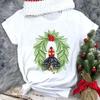 New Christmas Happy Casual Cute Retro Womens Roundneck Shortsleeved Tshirt Graphic Printed Women Clothing Aesthetic
