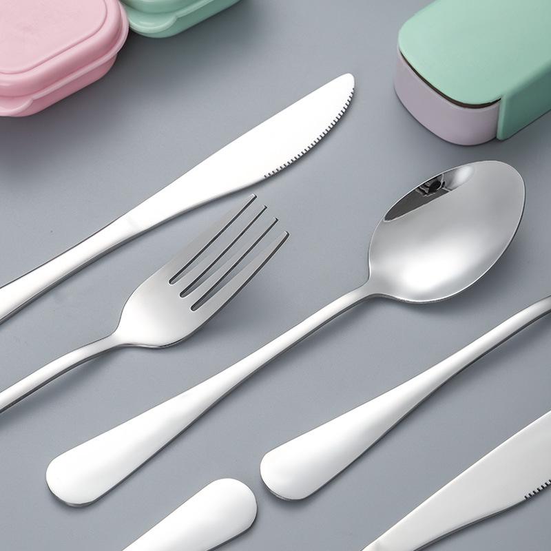 3-Piece Minimalist Stainless Steel Cutlery Set: Portable Knife, Fork & Spoon for Home, Student, or Outdoor Use