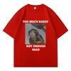Funny Cat Harajuku Graphic Tshirts Too Much Radio Not Enough Head Hipster Women Casual Short Sleeve Tshirt Streetwear
