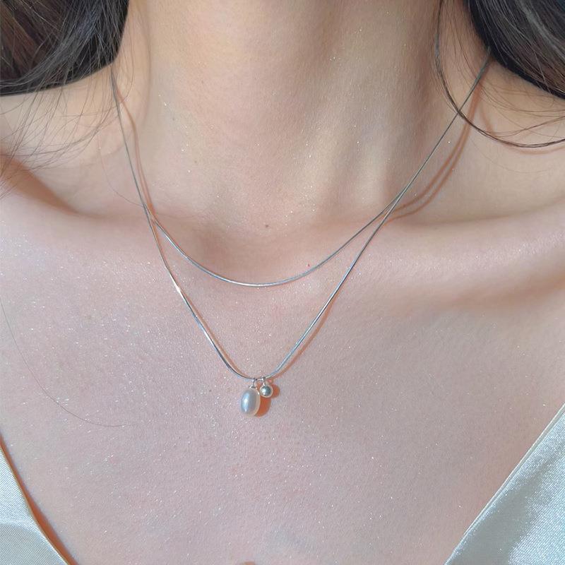 Double Layer Pearl Bead Necklace - Elegant & Versatile Women's Clavicle Chain