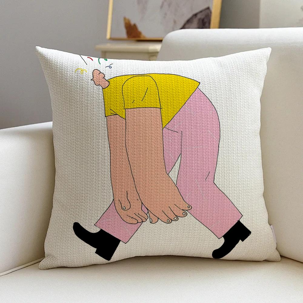 L-Lukas Eglinskas Cushion Cover Cushion Cover Pillowcase, Anti-Mite Invisible Zipper, Linen Sofa Cushion