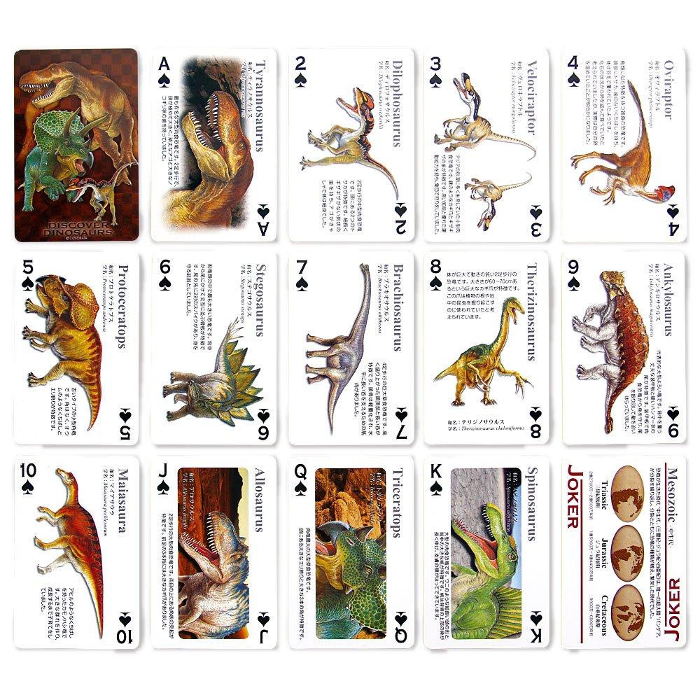 Carolata Real Dinosaur Learning Playing Cards Animal Dinosaur Toy Educational Toy Playing Card Game Picture Book Gift Present (Dinosaur/Quiz
