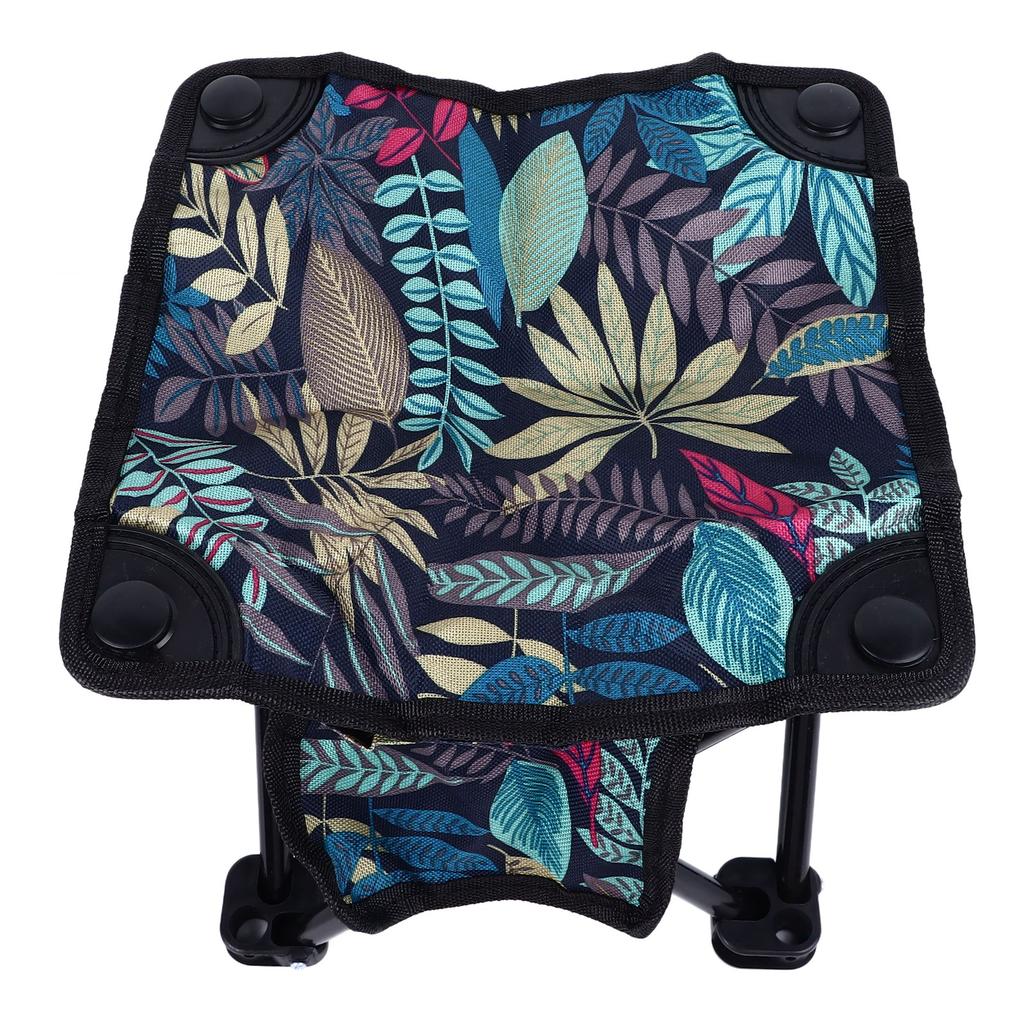 Camping Stool Canvas Portable Leaf Pattern Compact Outdoor Folding Chair with Carrying Bag for Adults Fishing Hiking