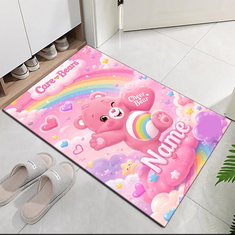 Custom Name Bear Printed Carpet Rug For Office Chair Living Room Bedroom Kitchen Room Decor Gifts