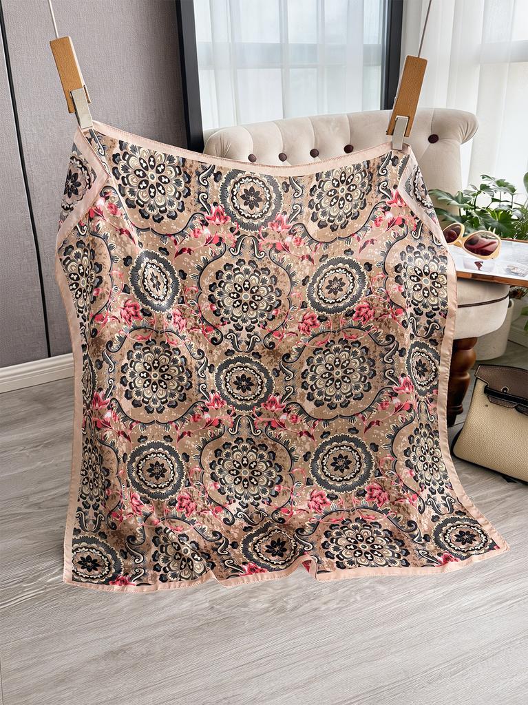 90*90Cm Paisley Silk Square Scarf Luxury Women Satin Shawl Wrap Hijab Female Neck Hair Neckerchief Echarpe Bandana Bag Warp