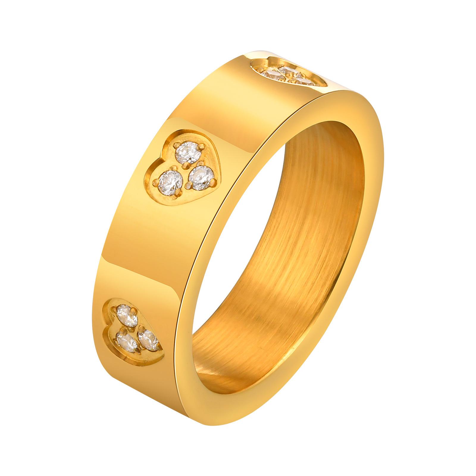 

Vnox Stainless Steel Classical Rings For Women Men,Heart Carve Three Zircon Inlay Stackable Rings,Charm Jewelry Love Statement 9