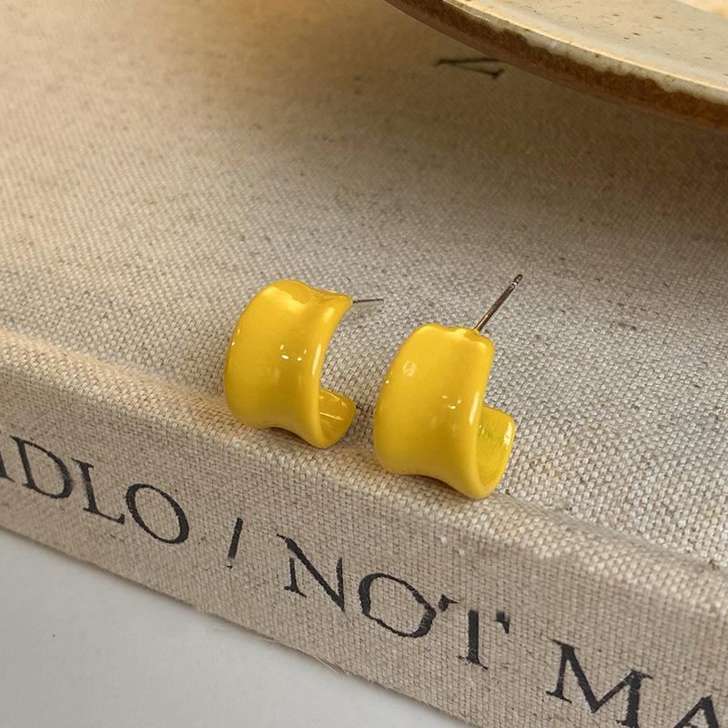 

Серьги-гвоздики в форме волны, окрашенные спреем, простые серьги, серьги для通勤, универсальные серьги с темпераментом