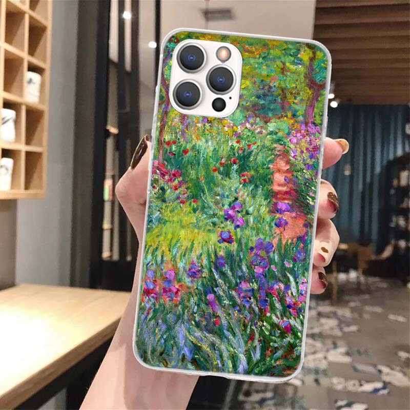 Claude Monet Garden Lotus Bridge Silicon Phone Case for iPhone 17 16 16E 15 Pro Max 14 Plus 11 13 Mini 12 7 8 SE Air 17Pro Cover