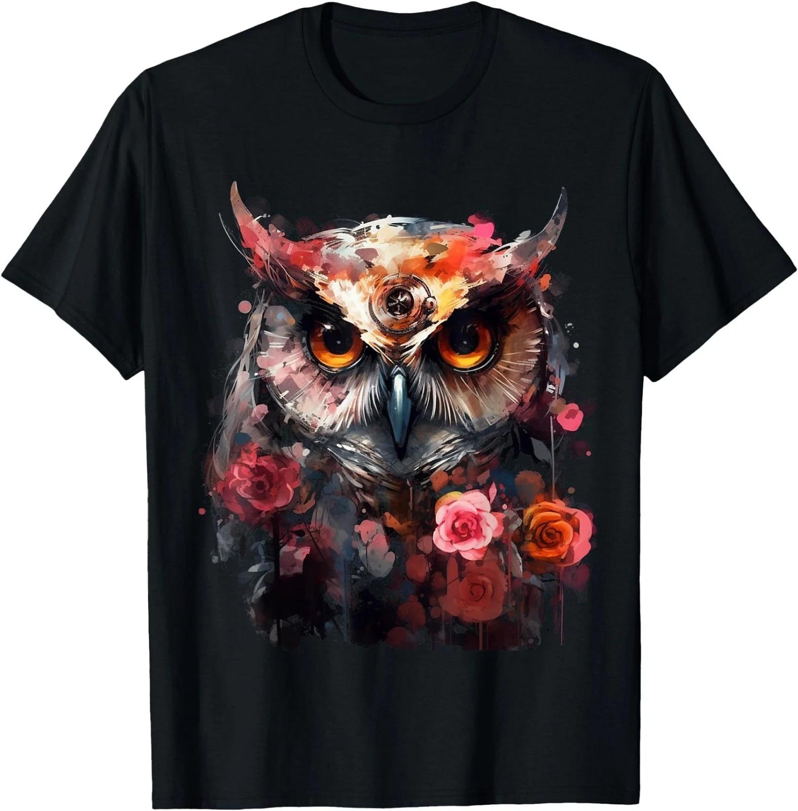 

Owl Flowers Fantasy Animal Lovers - Bird Art Animal Owl T-Shirt S