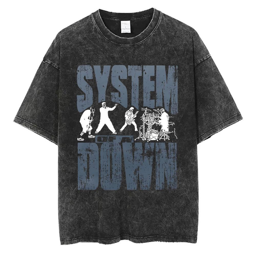 T-shirt Vintage Lavé Système de A Down Toxicity Pochette d'Album Musical