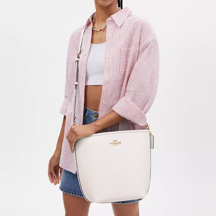 Coach City 34 Detachable Shoulder Strap Snap Closure Leather Crossbody Bag Large Women bags Chalk CT803-IMCHK