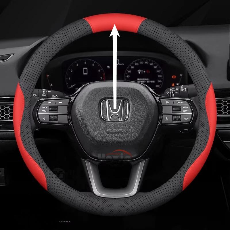 AAAKM1 Leather Car Steering Wheel Cover for Honda HRV CRV Civic City Passport Accord CRZ 2022 2023 2024 2025 2026 Interior Accessories