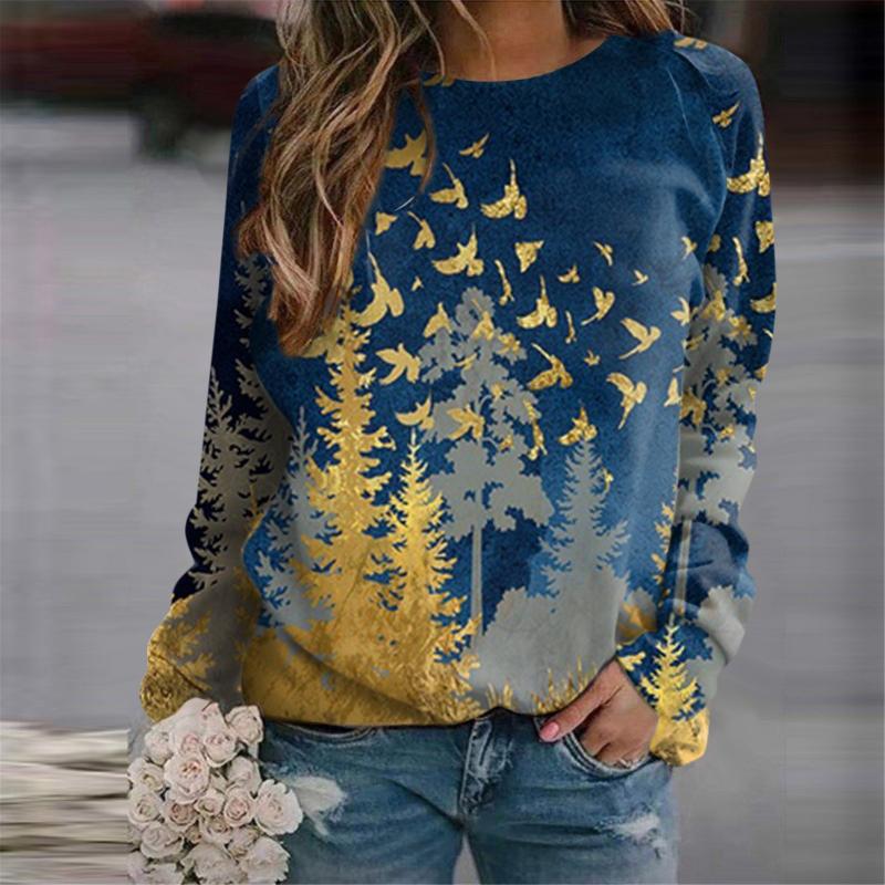 New Women's Sweater Spring and Autumn Fashion 3D Casual Crew Neck Sweater Loose Coat