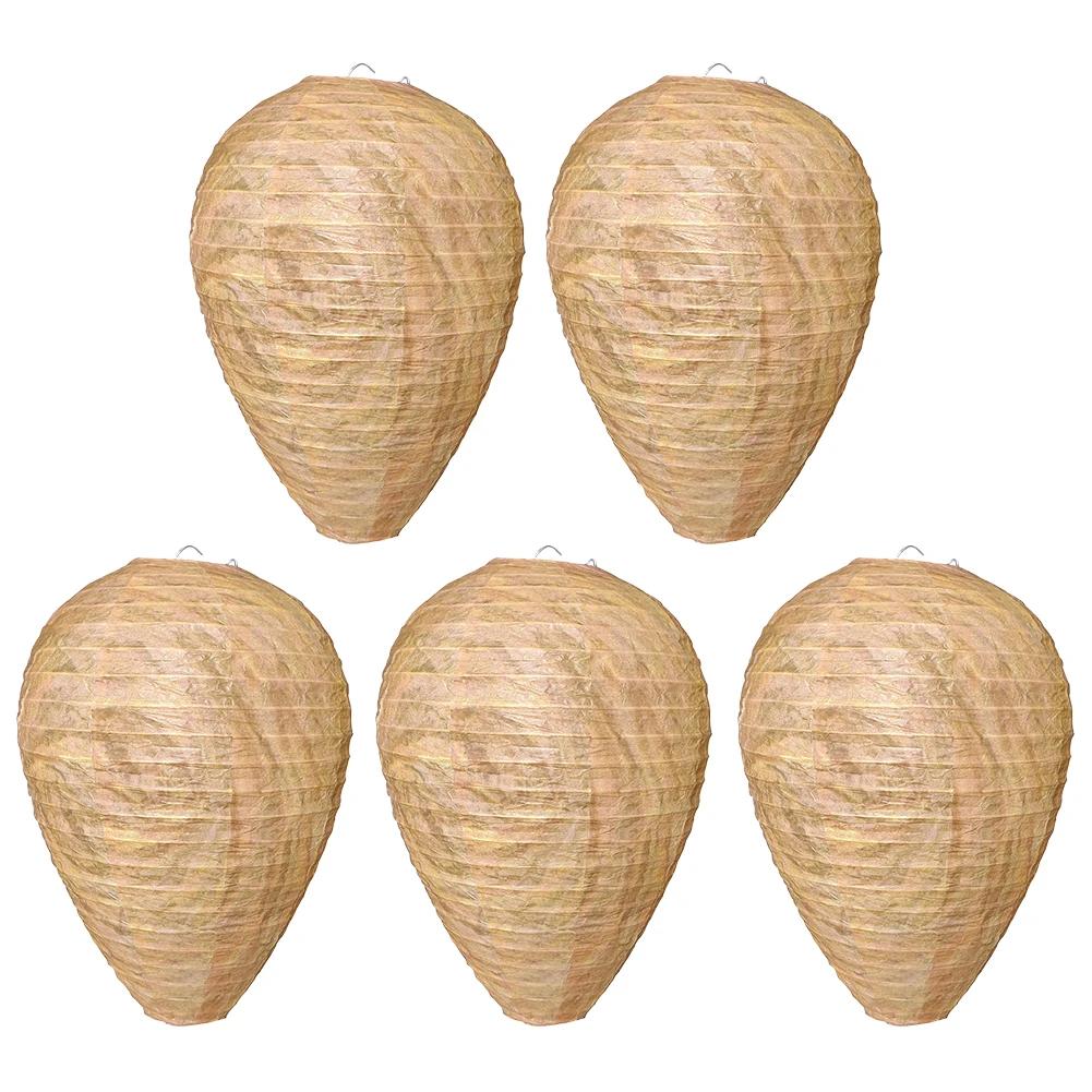 1-5PCS Hanging Wasp Nest Decoy Outdoor Waterproof Fake Wasp Nest Decoy Nest Decoy Hornets Plastic Insects Paper Drive Beehive