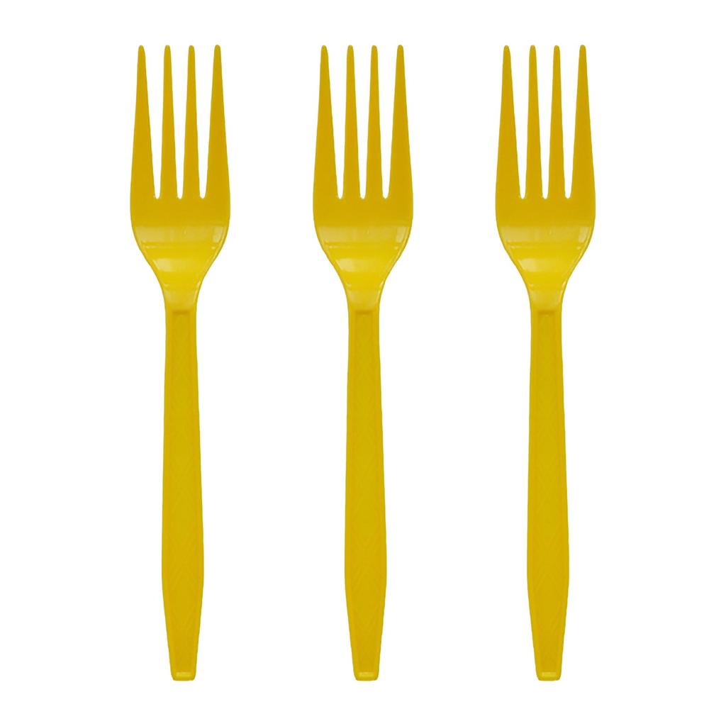 Disposable Plastic Gold Colored Birthday Party Fork