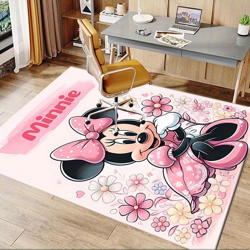 Office Carpet, Desk Mat, Gift for Home Decor, Minnie Mouse Floral Rug, Cute Cartoon Floor Covering, Soft and Warm Mat for Room, Decorative A