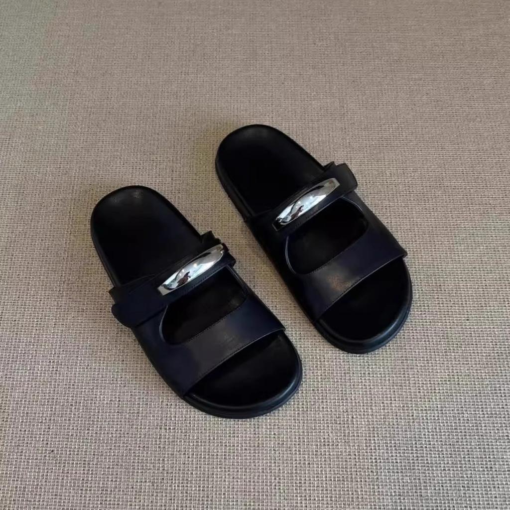 Keep your own version~ French retro style thick-bottomed one-word slippers for women's summer wear literary and versatile age-reducing open-toed cool