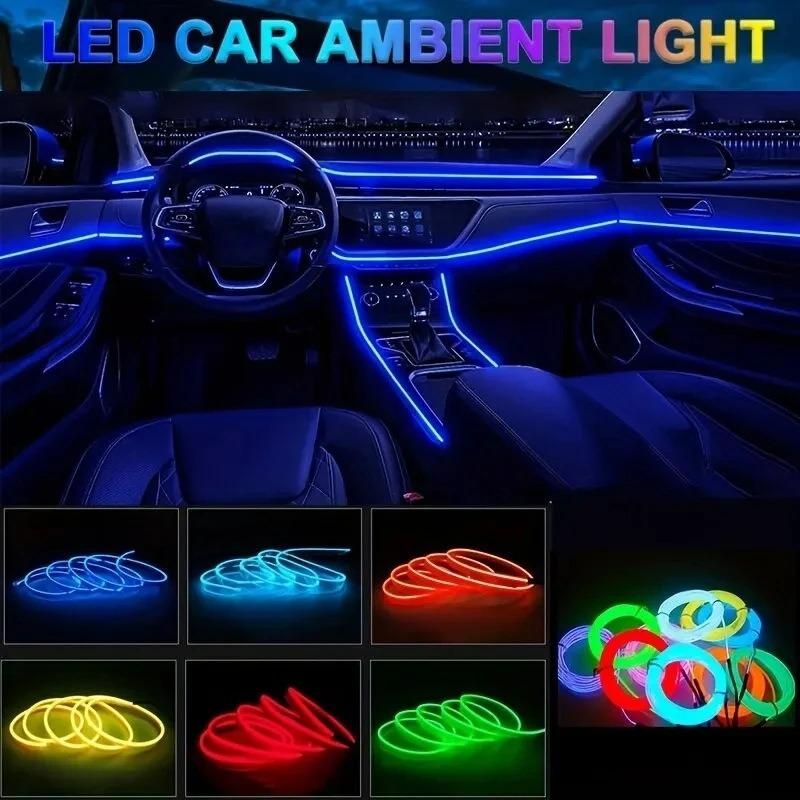 3/5M Car Interior Led Decorative Lamp EL Wiring Neon Strip For Auto DIY Flexible Ambient Light USB Party Atmosphere Diode