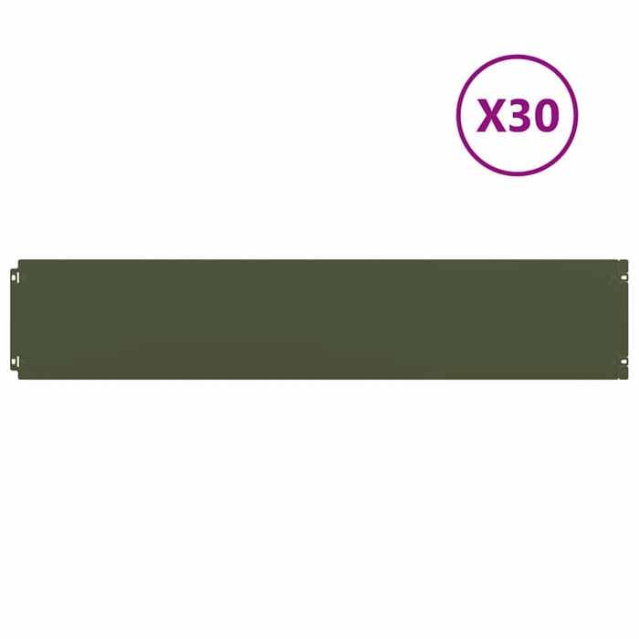 VidaXL Bordures pelouse 30pcs vert olive 20x103cm acier laminé à froid, bordure de jardin, bordure de lit de jardin, bordure 860163