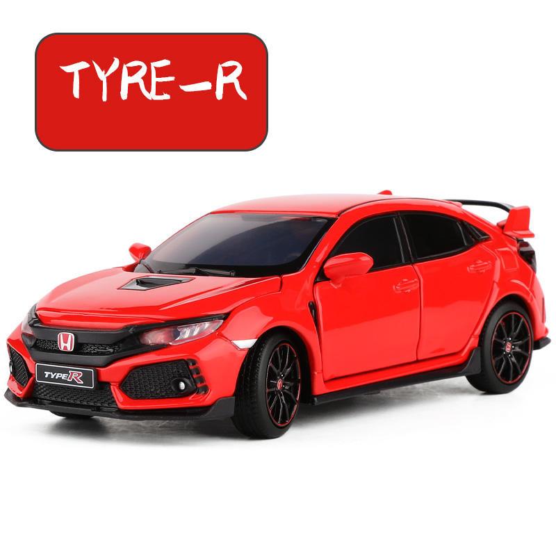 1/32 HONDA Civic Type R FK8 Legierung Automodell Druckguss Metall Spielzeug Fahrzeuge Automodell Simulation Sound Light Collection Kinder Spielzeug Geschenk