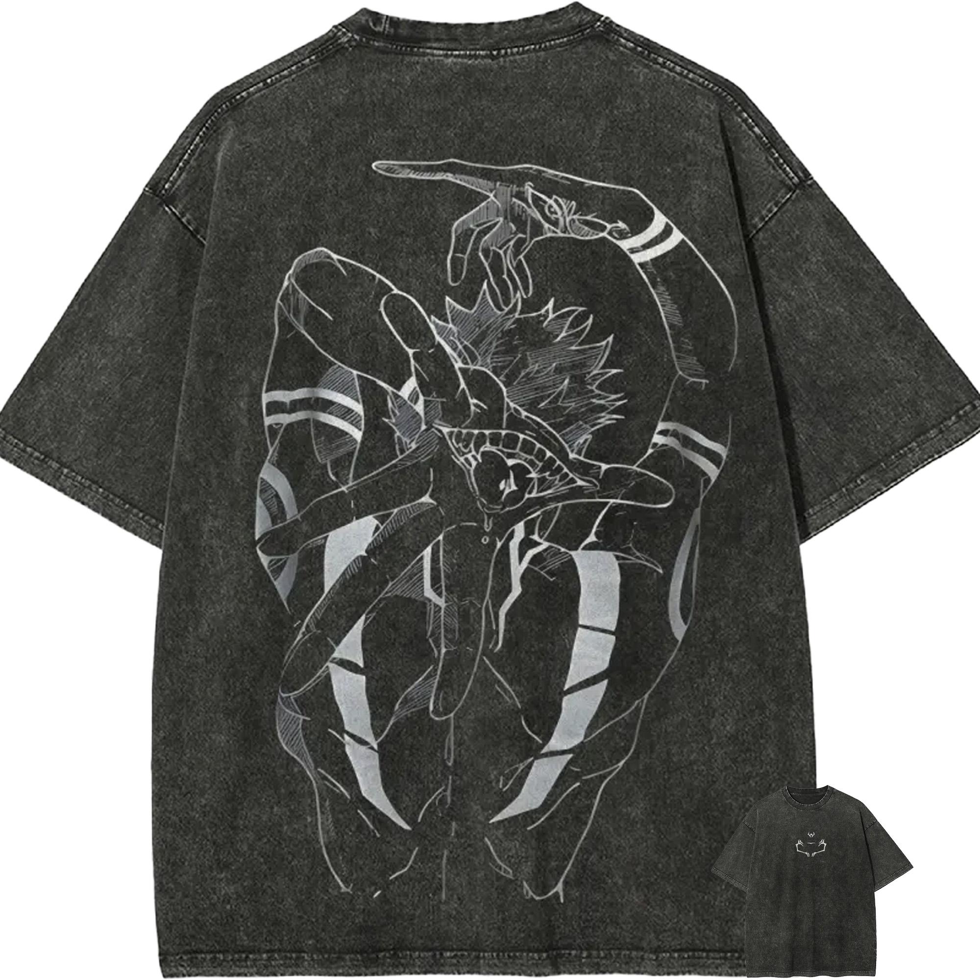 Jujutsu Kaisen Ryomen Sukuna T Shirt Men Domain Expansion Vintage Acid Wash Streetwear Oversized Retro Japanese Anime Tees M
