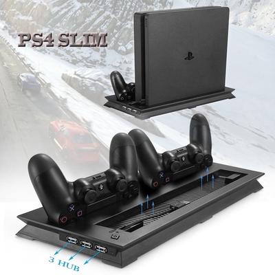 PS4 Slim Vertical Stand Cooling Fan USB Charger Charging Dock Charging Station Video Game Accessory