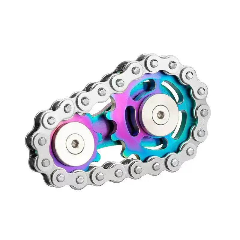 Chains Gear Fidget Spinner Gyroscope Fingertip Sprocket Hand Spinner Chain Gear Metal Spinning Top Wheel Gear Chain Gyroscope