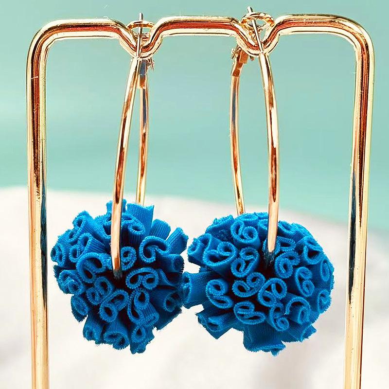 Серьги-цветы из ткани, серьги-гортензии, модная атмосфера, ретро, новые серьги.