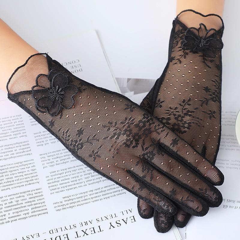 Women's Sunscreen Gloves Spring and Summer Thin Lace Touch Screen Gloves Driving Breathable Outdoor Shade Cycling Gloves