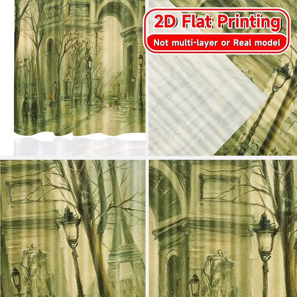 2 Stück, 2D-FLACHDRUCK Vorhänge (Ohne Stange) Arc de Paris Moderne Modische Vorhänge während der Weihnachtsfeiertage