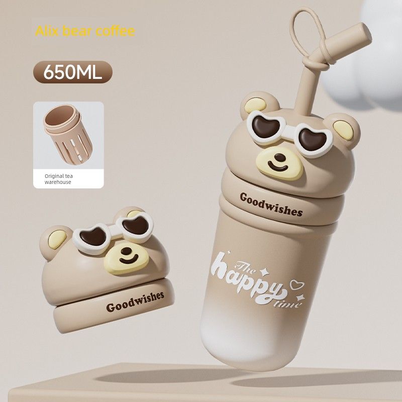 Large Capacity Thermos Cup for Girls, High Aesthetic Value 316 Water Cup, Ice Cup, Cute Children's Straw Cup, 2026 New Model