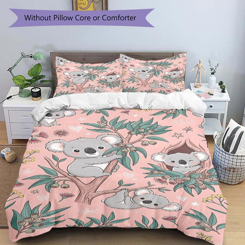 Koala Friends Nature Print 3Pcs Bedding Setduvet Cover With 2 Bedropillowcase Home Birthday Gift