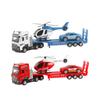 Simuation Engineering Truck Trailer Model Car Helicopter Set Boy Diecast Vehicle Car Toy For Boys Girls Kids