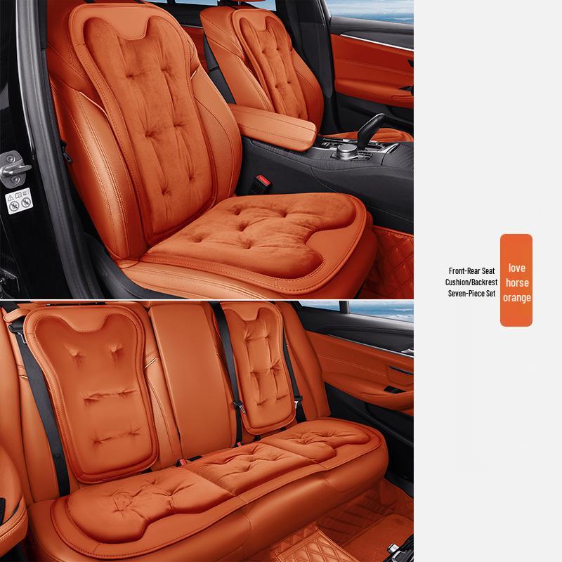Plush Car Seat Cushion with Backrest - Thickened for Autumn/Winter Warmth