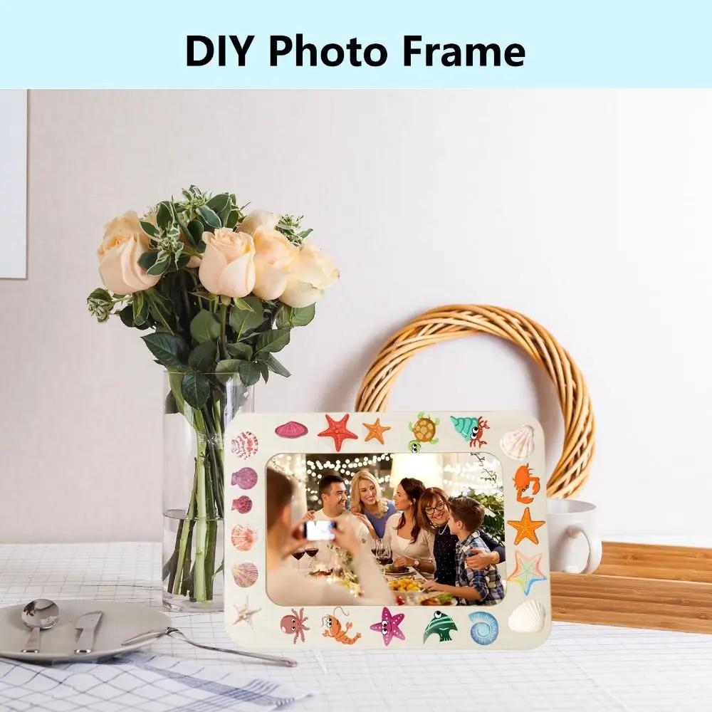 DIY Wooden Picture Frames 6inch Standing Photo Frames with Display Stand Photo Postcard Home Table Decoration