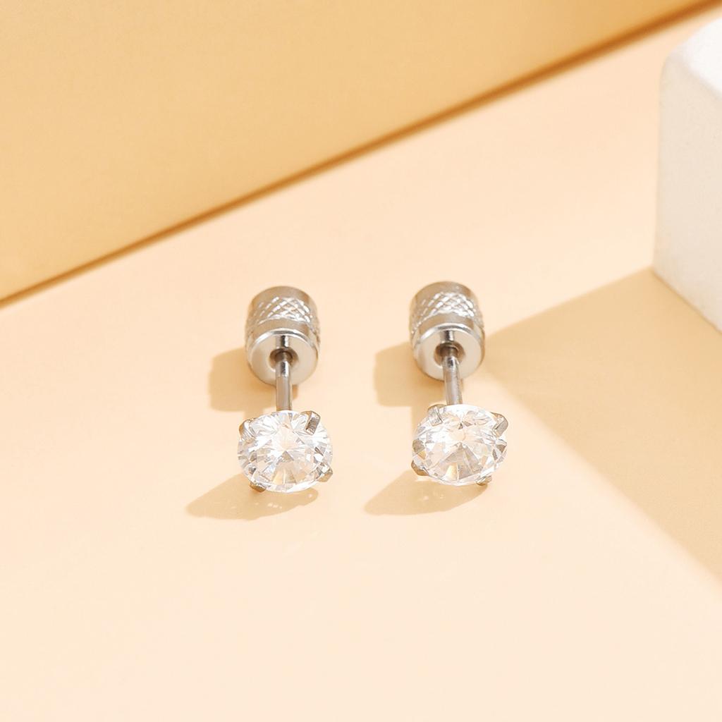 Simple ins wind geometric synthetic zircon stud earrings for men and women double-sided wearing stud earrings jewelry